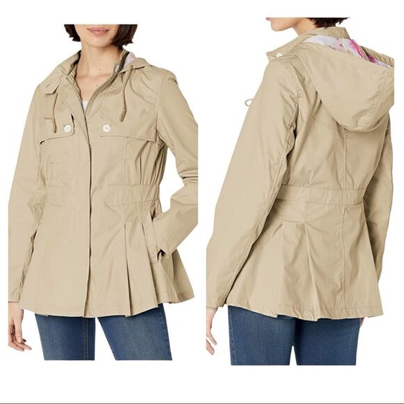 NANETTE LEPORE KHAKI  HOODED UTILITY SPRING JACKET  EXCELLENT CONDITION - Picture 2 of 15